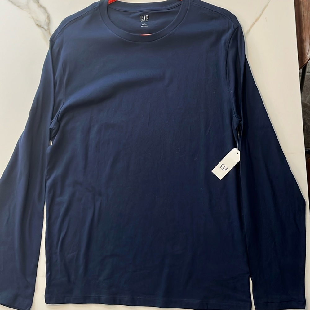 Men’s navy gap long sleeve jersey size small 100% cotton new with tags